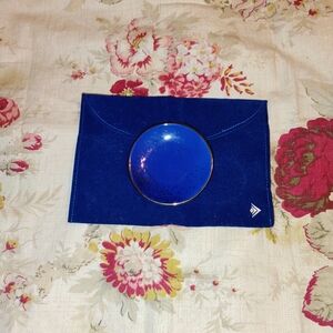 Blue Velvet Pouch with Round Blue Accessory